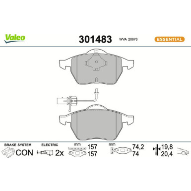 Valeo | Bremsbelagsatz, Scheibenbremse | 301483