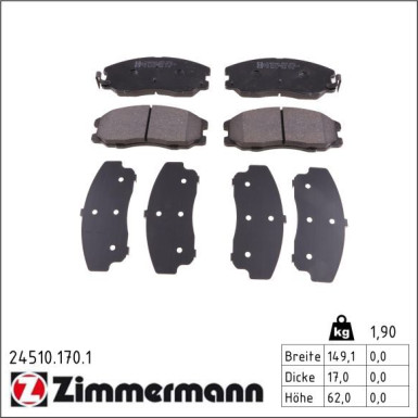 Zimmermann Bremsbelagsatz, Scheibenbremse 24510.170.1
