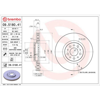 Brembo Bremsscheibe PRIME LINE - UV Coated 09.5180.41