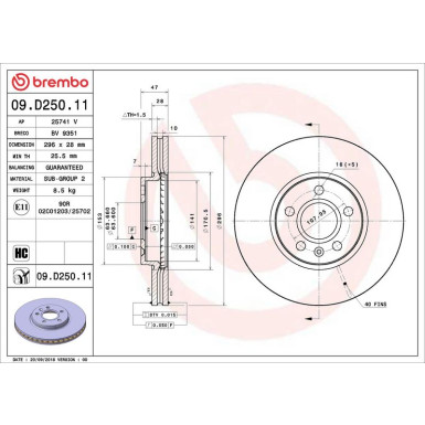 09.D250.11 Bremsscheibe PRIME LINE - UV Coated 09.D250.11 Bremsscheibe PRIME LINE - UV Coated