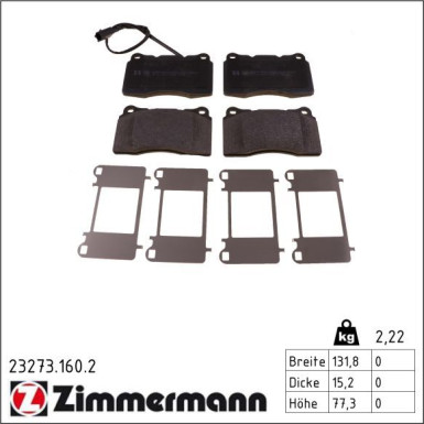 Zimmermann Bremsbelagsatz, Scheibenbremse 23273.160.2
