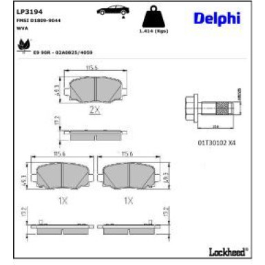 Delphi Bremsbelagsatz, Scheibenbremse LP3194