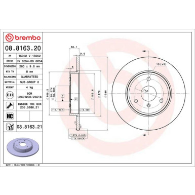 08.8163.21 Bremsscheibe PRIME LINE - UV Coated 08.8163.21 Bremsscheibe PRIME LINE - UV Coated