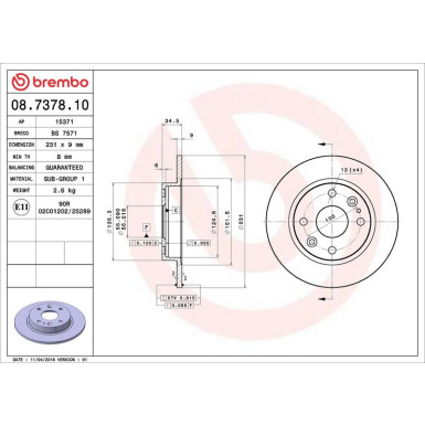 Brembo Bremsscheibe PRIME LINE 08.7378.10