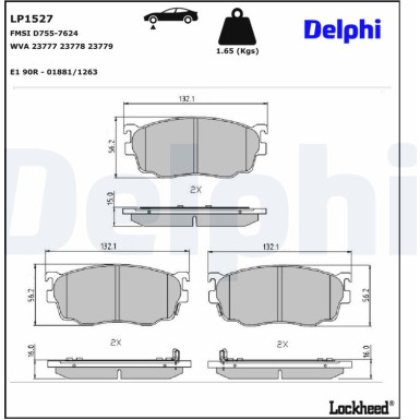 Delphi | Bremsbelagsatz, Scheibenbremse | LP1527 Delphi | Bremsbelagsatz, Scheibenbremse | LP1527