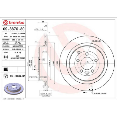 Brembo Bremsscheibe PRIME LINE - UV Coated 09.8876.31