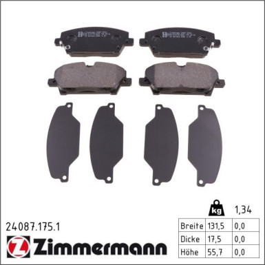 Zimmermann Bremsbelagsatz, Scheibenbremse 24087.175.1