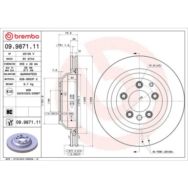 Brembo Bremsscheibe PRIME LINE - UV Coated 09.9871.11 Brembo Bremsscheibe PRIME LINE - UV Coated 09.9871.11