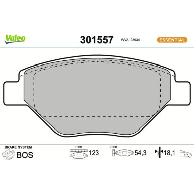 Valeo | Bremsbelagsatz, Scheibenbremse | 301557