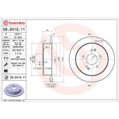 Brembo Bremsscheibe PRIME LINE - UV Coated 08.D415.11
