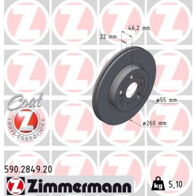 Zimmermann | Bremsscheibe | 590.2849.20