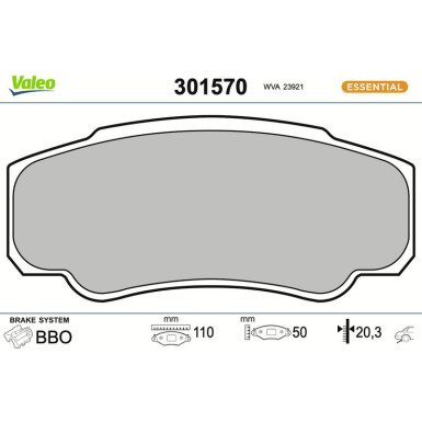 Valeo Bremsbelagsatz, Scheibenbremse ESSENTIAL 301570