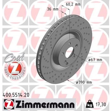 2 x ZIMMERMANN Bremsscheibe | 400.5514.20