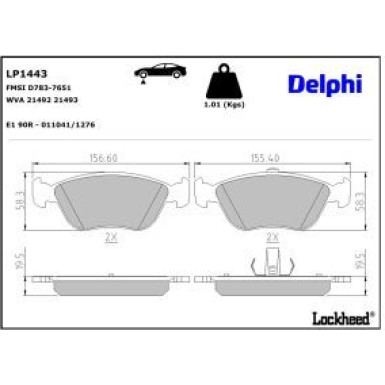 Delphi Bremsbelagsatz, Scheibenbremse LP1443