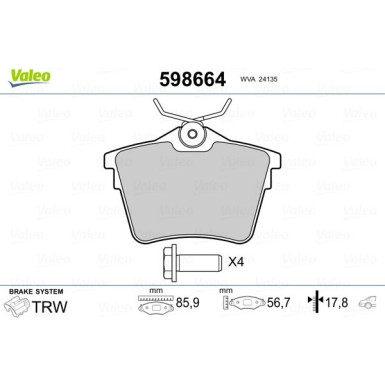 598664 Bremsbelagsatz, Scheibenbremse