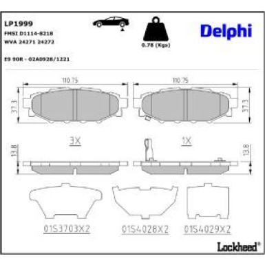 Delphi Bremsbelagsatz, Scheibenbremse LP1999