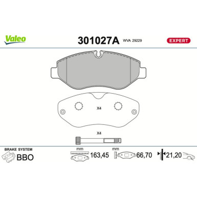 Valeo Bremsbelagsatz, Scheibenbremse EXPERT 301027A