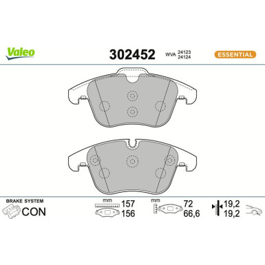 Valeo | Bremsbelagsatz, Scheibenbremse | 302452