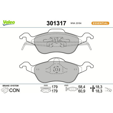 Valeo | Bremsbelagsatz, Scheibenbremse | 301317