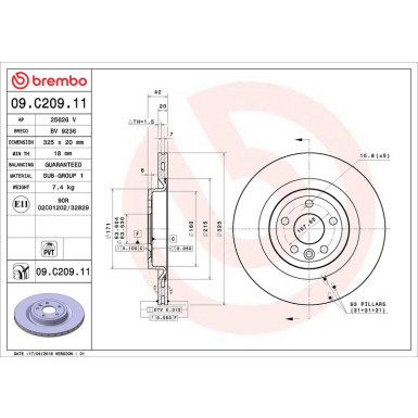 09.C209.11 Bremsscheibe PRIME LINE - UV Coated