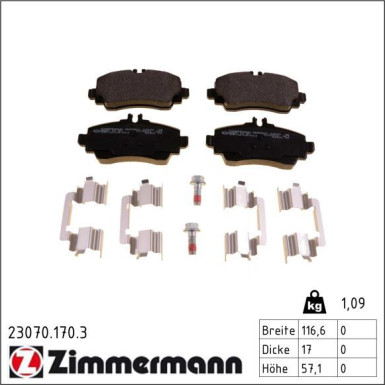 Zimmermann Bremsbelagsatz, Scheibenbremse 23070.170.3