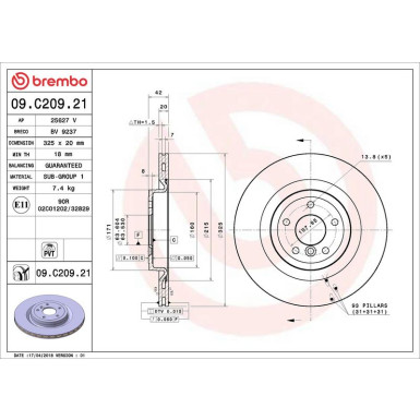 09.C209.21 Bremsscheibe PRIME LINE - UV Coated