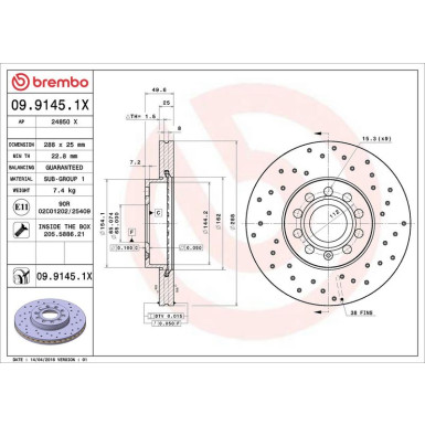 09.9145.1X Bremsscheibe XTRA LINE - Xtra