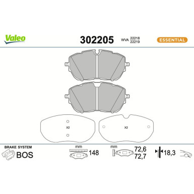 302205 Bremsbelagsatz, Scheibenbremse ESSENTIAL