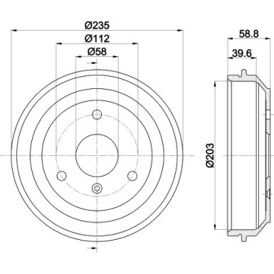 Hella | Bremstrommel | 8DT 355 301-851