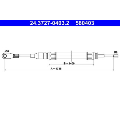 ATE | Seilzug, Feststellbremse | 24.3727-0403.2