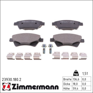 Zimmermann Bremsbelagsatz, Scheibenbremse 23930.180.2