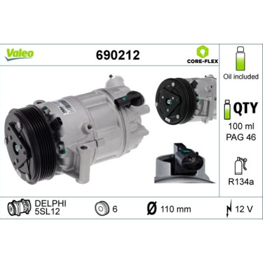 690212 Kompressor, Klimaanlage VALEO CORE-FLEX 690212 Kompressor, Klimaanlage VALEO CORE-FLEX