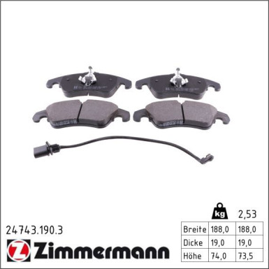 Zimmermann Bremsbelagsatz, Scheibenbremse 24743.190.3