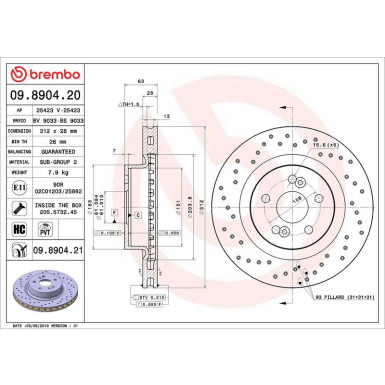 Brembo Bremsscheibe PRIME LINE - UV Coated 09.8904.21