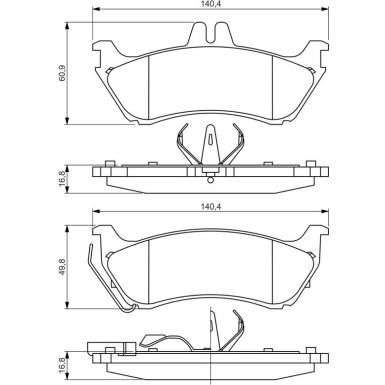 BOSCH Bremsbelagsatz, Scheibenbremse 0 986 424 708
