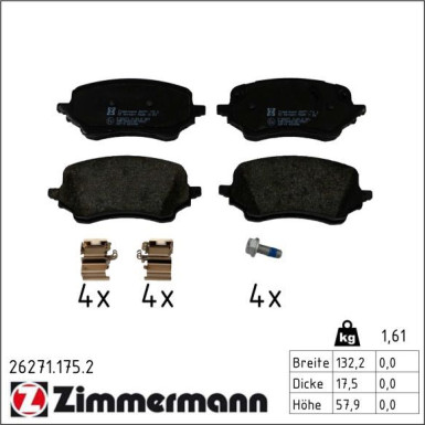Zimmermann Bremsbelagsatz, Scheibenbremse 26271.175.2