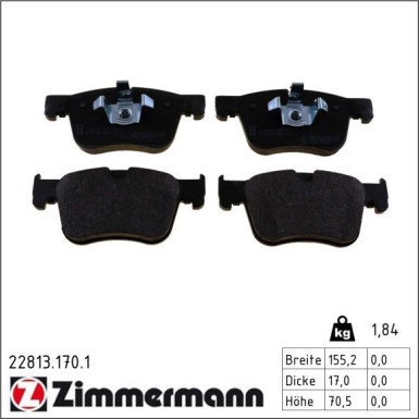 Zimmermann Bremsbelagsatz, Scheibenbremse 22813.170.1