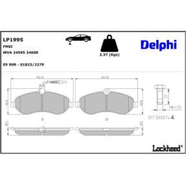 Delphi Bremsbelagsatz, Scheibenbremse LP1995 Delphi Bremsbelagsatz, Scheibenbremse LP1995