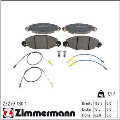 Zimmermann Bremsbelagsatz, Scheibenbremse 23273.180.1