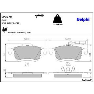 Delphi Bremsbelagsatz, Scheibenbremse LP3270