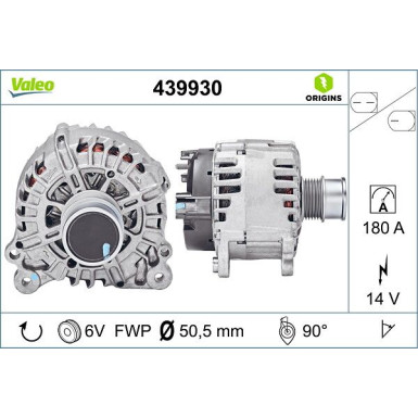 439930 Generator VALEO ORIGINS NEW OE TECHNOLOGIE