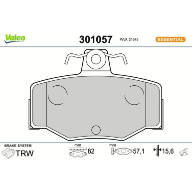 Valeo | Bremsbelagsatz, Scheibenbremse | 301057