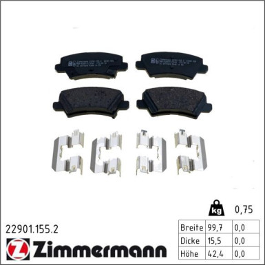 Zimmermann Bremsbelagsatz, Scheibenbremse 22901.155.2