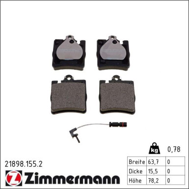 Zimmermann Bremsbelagsatz, Scheibenbremse 21898.155.2
