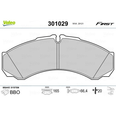 Valeo | Bremsbelagsatz, Scheibenbremse | 301029