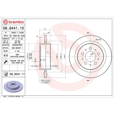 08.9441.11 Bremsscheibe PRIME LINE - UV Coated