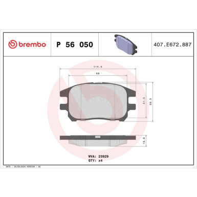 Brembo Bremsbelagsatz, Scheibenbremse PRIME LINE P 56 050