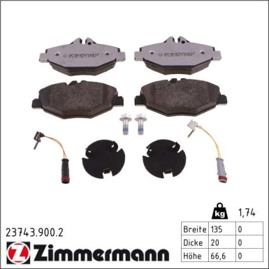 Zimmermann Bremsbelagsatz, Scheibenbremse rd:z 23743.900.2