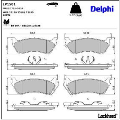 Delphi Bremsbelagsatz, Scheibenbremse LP1501
