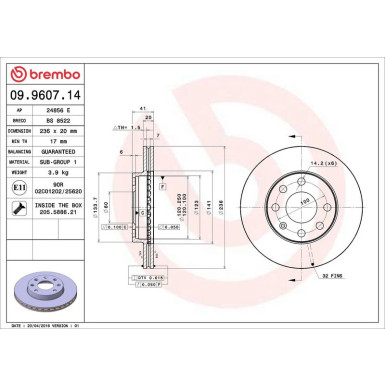 Brembo | Bremsscheibe | 09.9607.14